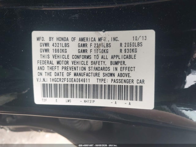 Продажа на аукционе авто 2014 Honda Accord Sport, vin: 1HGCR2F50EA064611, номер лота: 45801497