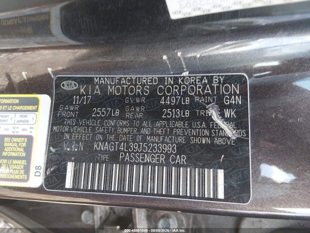 Продаж на аукціоні авто 2018 Kia Optima Lx, vin: KNAGT4L39J5233993, номер лоту: 45801549
