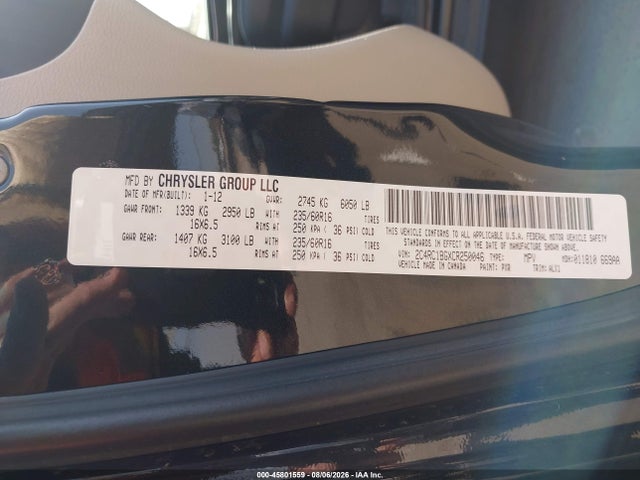 45801559 :رقم المزاد ، 2C4RC1BGXCR250046 vin ، 2012 Chrysler Town & Country Touring مزاد بيع