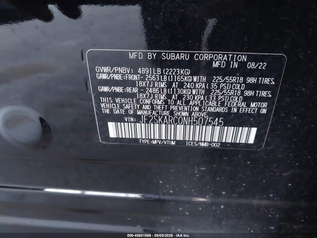 Subaru Forester Touring 2022 JF2SKARC0NH507545 Image 9