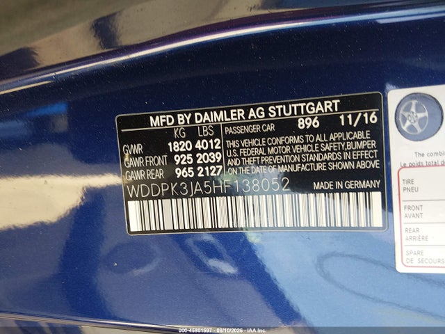 WDDPK3JA5HF138052 Mercedes-Benz Slc 300