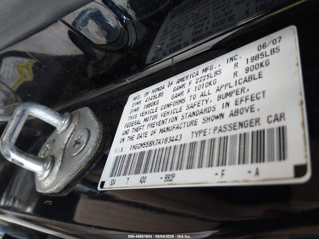 Продажа на аукционе авто 2007 Honda Accord 2.4 Ex, vin: 1HGCM558X7A183443, номер лота: 45801604