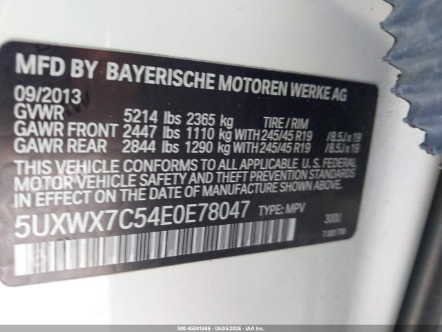 BMW X3 Xdrive35i 2014 5UXWX7C54E0E78047 Image 9