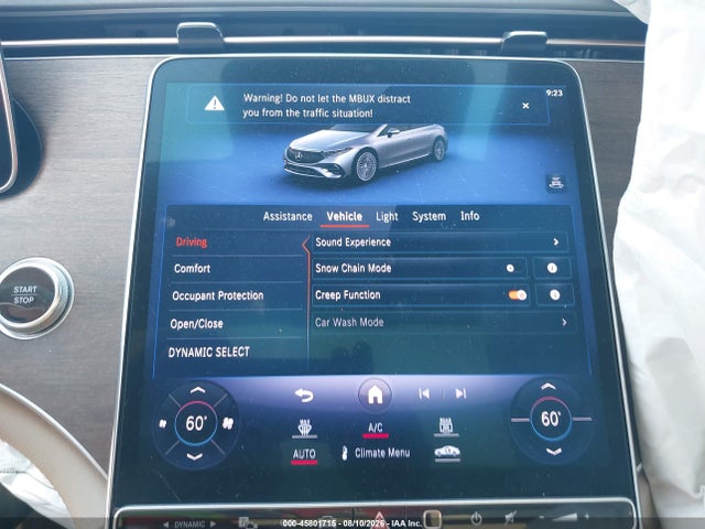45801715 :رقم المزاد ، W1KCG2DB1PA032398 vin ، 2023 Mercedes-benz Eqs 450+ مزاد بيع