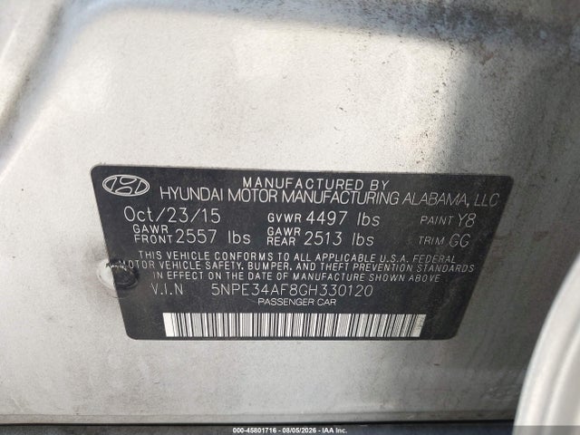 Hyundai Sonata Sport 2016 5NPE34AF8GH330120 Image 9