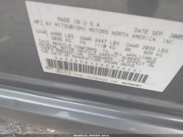 Aukcja sprzedaży 2006 Mitsubishi Galant Ls, vin: 4A3AB56S26E024281, numer aukcji: 45801724