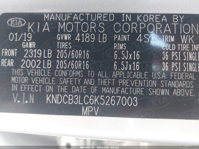 KIA NIRO LX 2019 KNDCB3LC6K5267003 Image 9