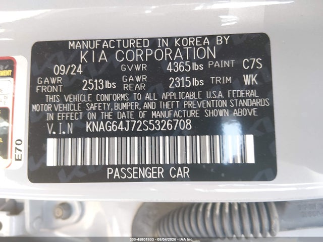 KIA K5 Gt-line 2025 KNAG64J72S5326708 Image 9