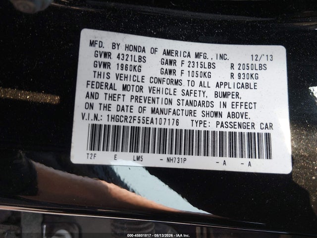 Honda Accord Sport 2014 1HGCR2F55EA107176 Image 9