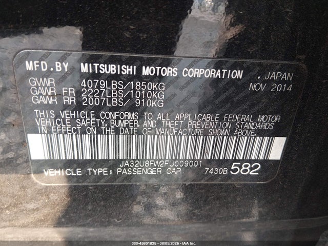 Mitsubishi LANCER GT 2015 JA32U8FW2FU009001 Image 9