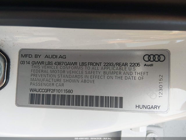 WAUCCGFF2F1011560 Audi A3 1.8t Premium