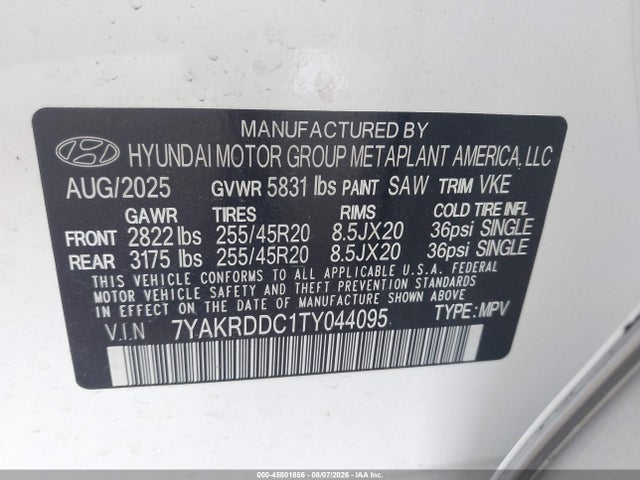 Продаж на аукціоні авто 2026 Hyundai Ioniq 5 Limited, vin: 7YAKRDDC1TY044095, номер лоту: 45801856
