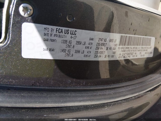 Aukcja sprzedaży 2017 Chrysler Pacifica Touring, vin: 2C4RC1DG0HR759227, numer aukcji: 45801861
