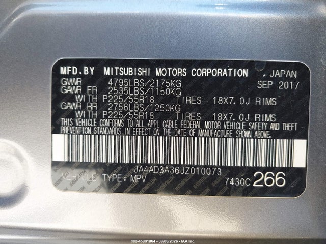 Mitsubishi Outlander Se 2018 JA4AD3A36JZ010073 Image 9