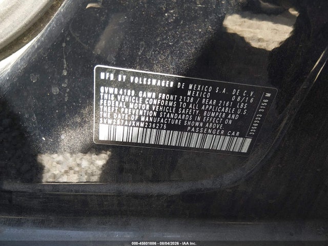 3VW2B7AJXHM236275 Volkswagen Jetta 1.4t S