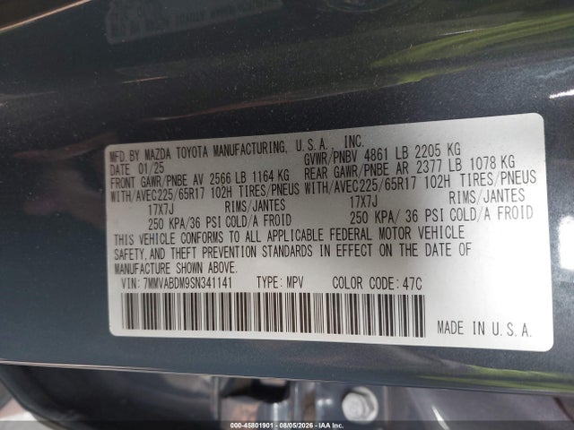 45801901 :رقم المزاد ، 7MMVABDM9SN341141 vin ، 2025 Mazda Cx-50 2.5 S Premium Package مزاد بيع