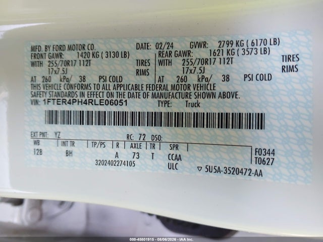 Ford RANGER XL 2024 1FTER4PH4RLE06051 Image 9