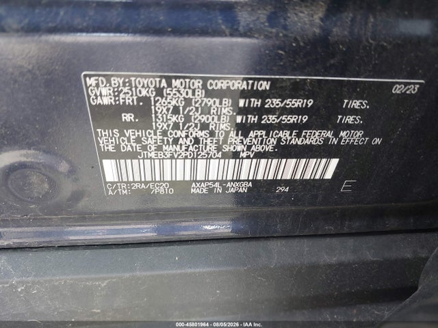 Auction sale of the 2023 Toyota Rav4 Prime Xse, vin: JTMEB3FV2PD125704, lot number: 45801964