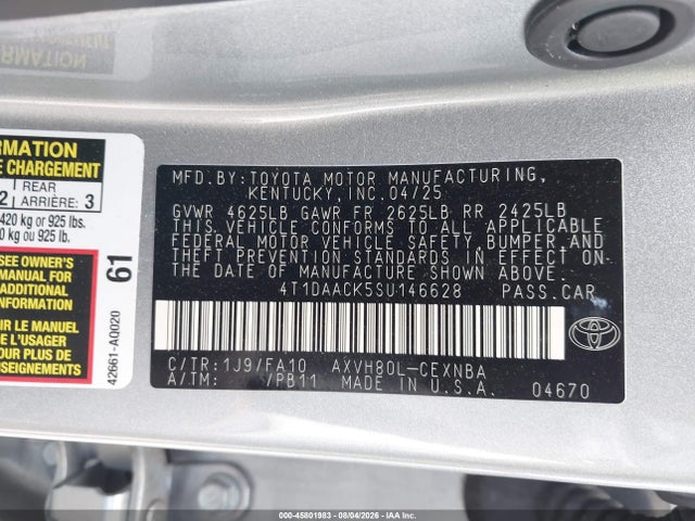 Toyota CAMRY LE 2025 4T1DAACK5SU146628 Image 9