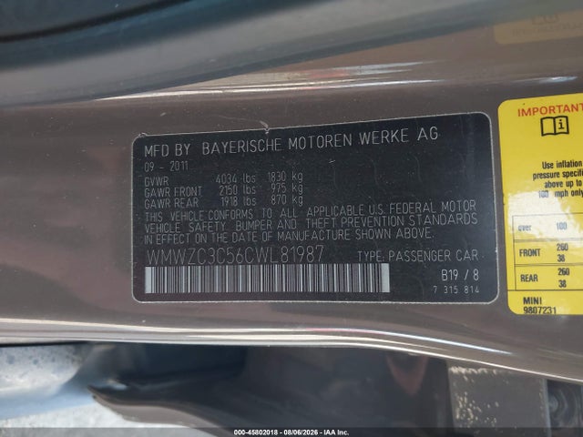 Продаж на аукціоні авто 2012 Mini Cooper S Countryman, vin: WMWZC3C56CWL81987, номер лоту: 45802018
