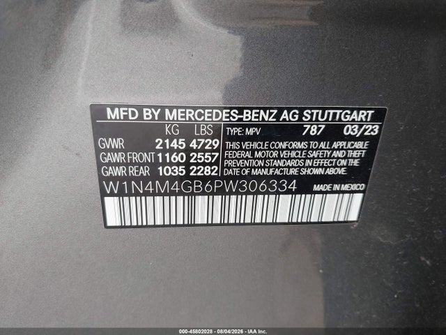 Продаж на аукціоні авто 2023 Mercedes-benz Glb 250, vin: W1N4M4GB6PW306334, номер лоту: 45802028