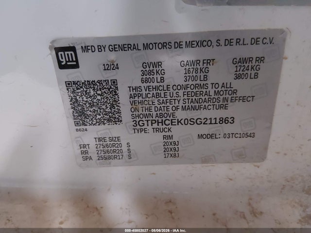 Продажа на аукционе авто 2025 Gmc Sierra 1500 2wd  Short Box Elevation, vin: 3GTPHCEK0SG211863, номер лота: 45802027