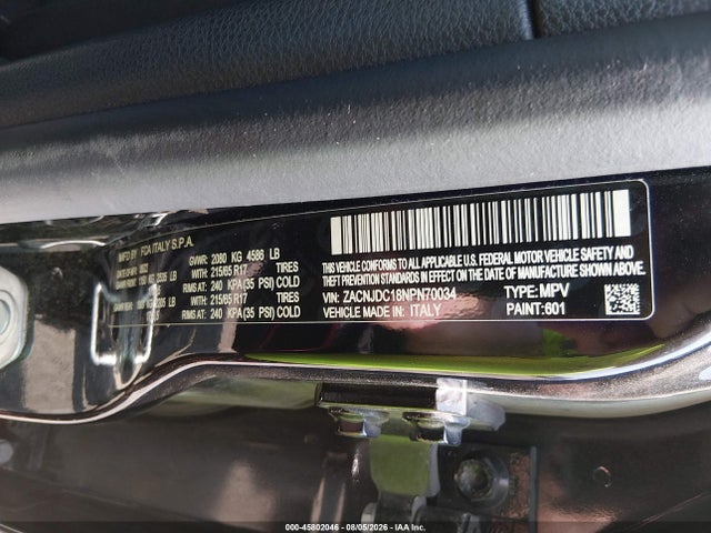 45802046 :رقم المزاد ، ZACNJDC18NPN70034 vin ، 2022 Jeep Renegade Trailhawk 4x4 مزاد بيع