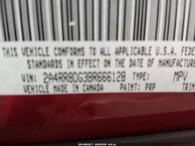 45802077 :رقم المزاد ، 2A4RR8DG3BR666128 vin ، 2011 Chrysler Town & Country Touring-l مزاد بيع