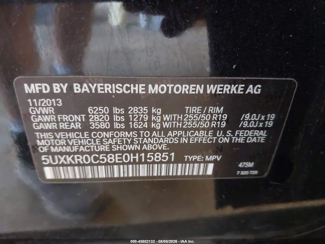 Aukcja sprzedaży 2014 Bmw X5 Xdrive35i, vin: 5UXKR0C58E0H15851, numer aukcji: 45802132