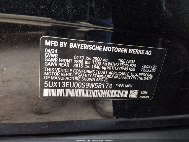 Aukcja sprzedaży 2025 Bmw X5 Sdrive40i, vin: 5UX13EU00S9W58174, numer aukcji: 45802145