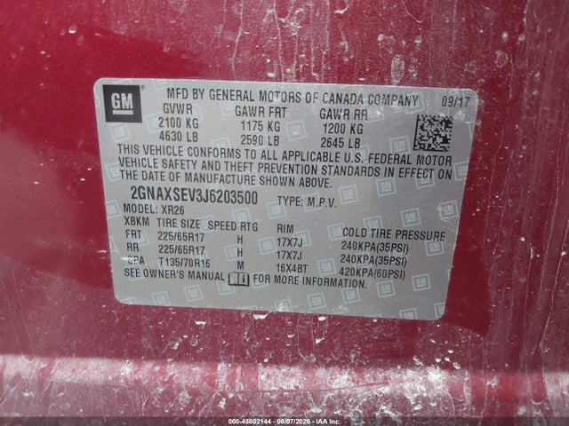 Chevrolet EQUINOX LT 2018 2GNAXSEV3J6203500 Image 9
