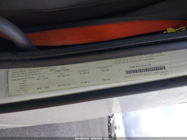 45802222 :رقم المزاد ، 4V4NC9EH2LN247225 vin ، 2020 Volvo Vnl مزاد بيع