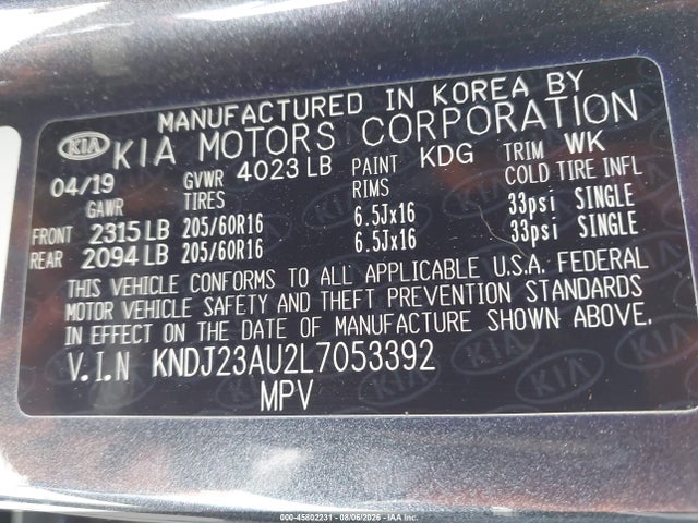 KIA SOUL LX 2020 KNDJ23AU2L7053392 Image 9