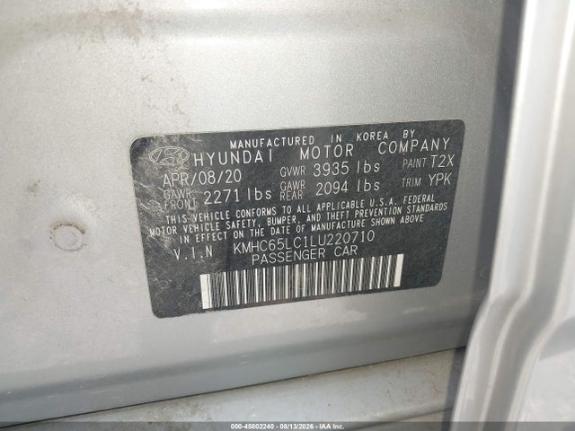 2020 Hyundai Ioniq Hybrid Blue მანქანა იყიდება აუქციონზე, vin: KMHC65LC1LU220710, აუქციონის ნომერი: 45802240