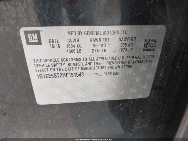 1G1ZE5ST2HF151548 Chevrolet MALIBU 1LT