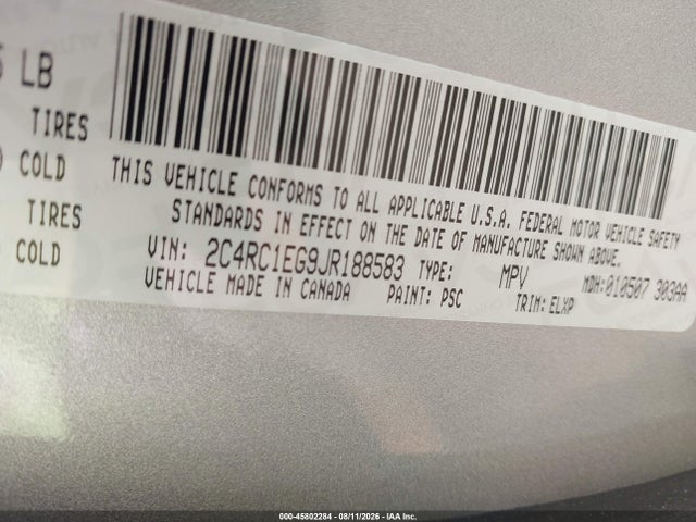 Продаж на аукціоні авто 2018 Chrysler Pacifica Touring L Plus, vin: 2C4RC1EG9JR188583, номер лоту: 45802284