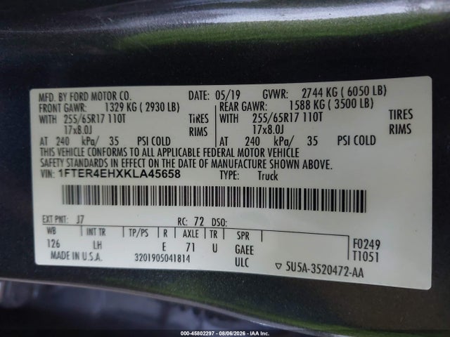 Ford RANGER XL 2019 1FTER4EHXKLA45658 Image 9