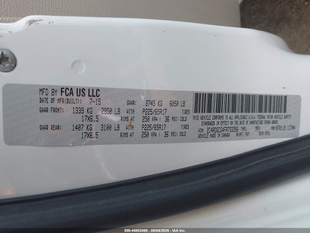 Dodge Grand Caravan Sxt 2015 2C4RDGCG4FR733356 Image 9