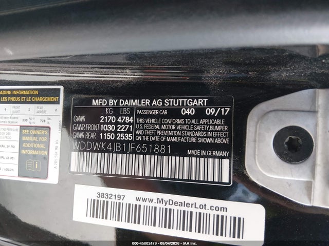 Aukcja sprzedaży 2018 Mercedes-benz C 300, vin: WDDWK4JB1JF651881, numer aukcji: 45802479