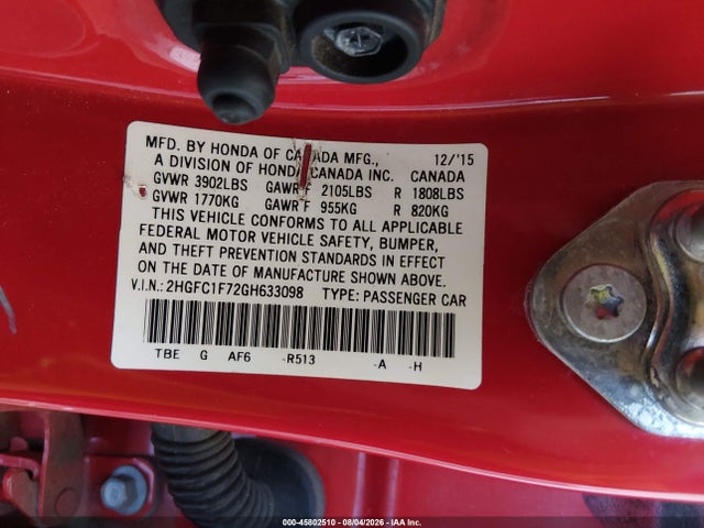 Honda Civic Ex-l 2016 2HGFC1F72GH633098 Image 9