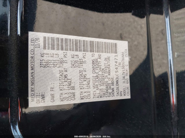 5N1DL0MN3LC547471 Infiniti Qx60 Signature Edition