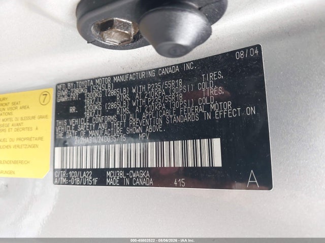 Продаж на аукціоні авто 2004 Lexus Rx 330, vin: 2T2HA31U24C035715, номер лоту: 45802522