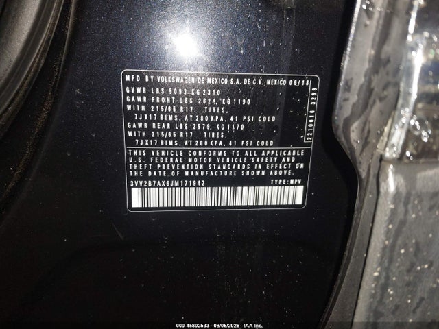 Aukcja sprzedaży 2018 Volkswagen Tiguan 2.0t Se/2.0t Sel, vin: 3VV2B7AX6JM171942, numer aukcji: 45802533