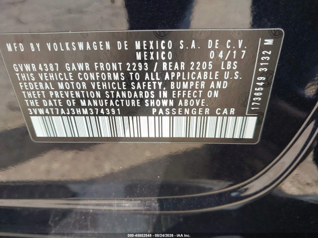 Продаж на аукціоні авто 2017 Volkswagen Jetta Gli, vin: 3VW4T7AJ3HM374391, номер лоту: 45802548