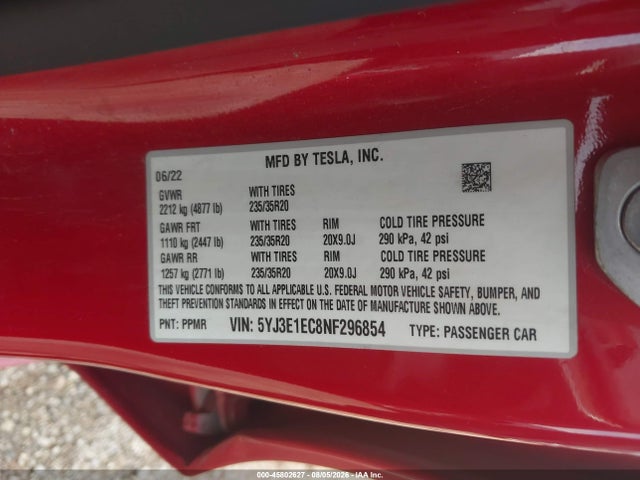 Tesla Model 3 Performance Dual Motor All-wheel Drive 2022 5YJ3E1EC8NF296854 Image 9