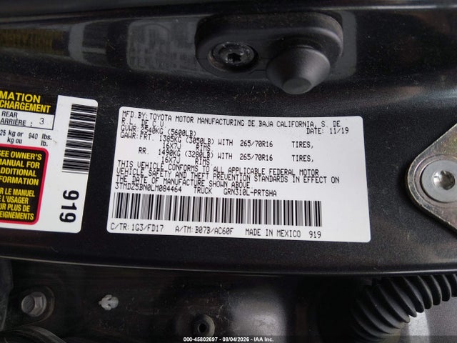 Aukcja sprzedaży 2020 Toyota Tacoma Trd Off-road, vin: 3TMDZ5BN0LM084464, numer aukcji: 45802697