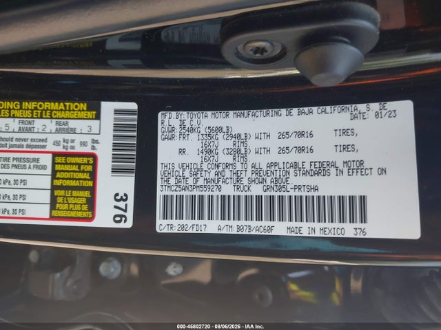 2023 Toyota Tacoma Trd Off Road მანქანა იყიდება აუქციონზე, vin: 3TMCZ5AN3PM559270, აუქციონის ნომერი: 45802720