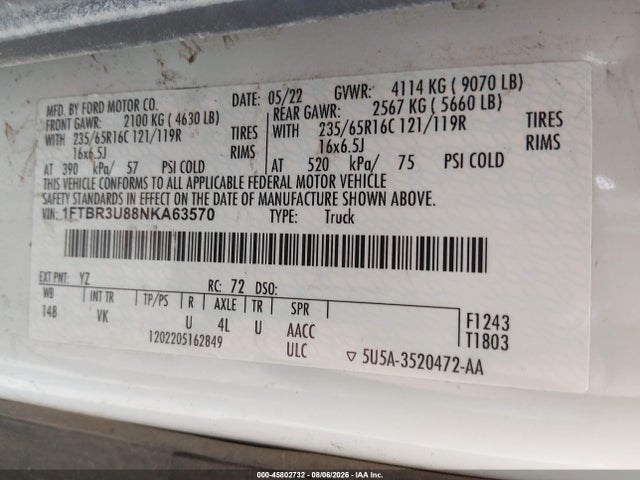 Ford Transit-250 Cargo Van 2022 1FTBR3U88NKA63570 Image 9