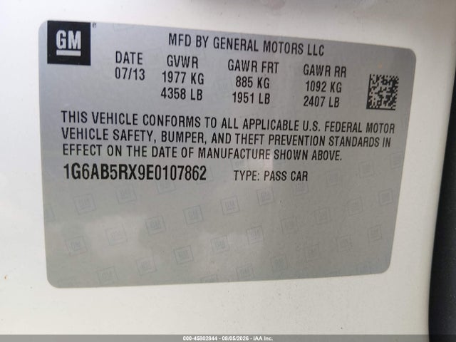 45802844 :رقم المزاد ، 1G6AB5RX9E0107862 vin ، 2014 Cadillac Ats Luxury مزاد بيع