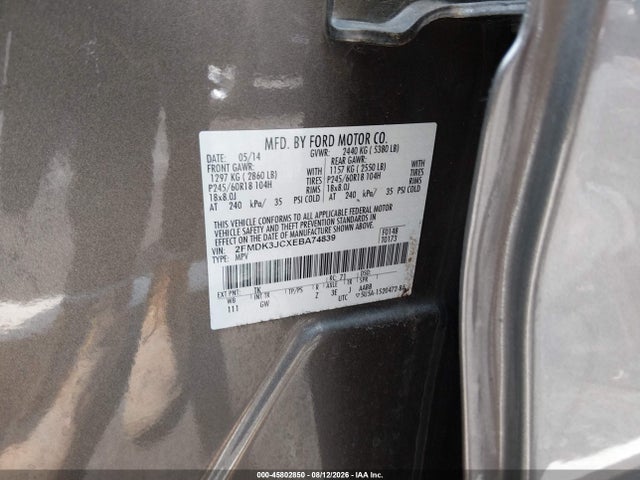 2014 Ford Edge Sel მანქანა იყიდება აუქციონზე, vin: 2FMDK3JCXEBA74839, აუქციონის ნომერი: 45802850